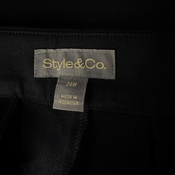 Style & Co SZ 24W Ankle Straight Pants Mid-Rise Stretch Zip-Fly Flat Front Black - Picture 5 of 8